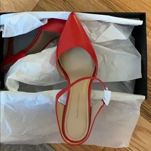 Banana Republic Red Slip on Strap Pump